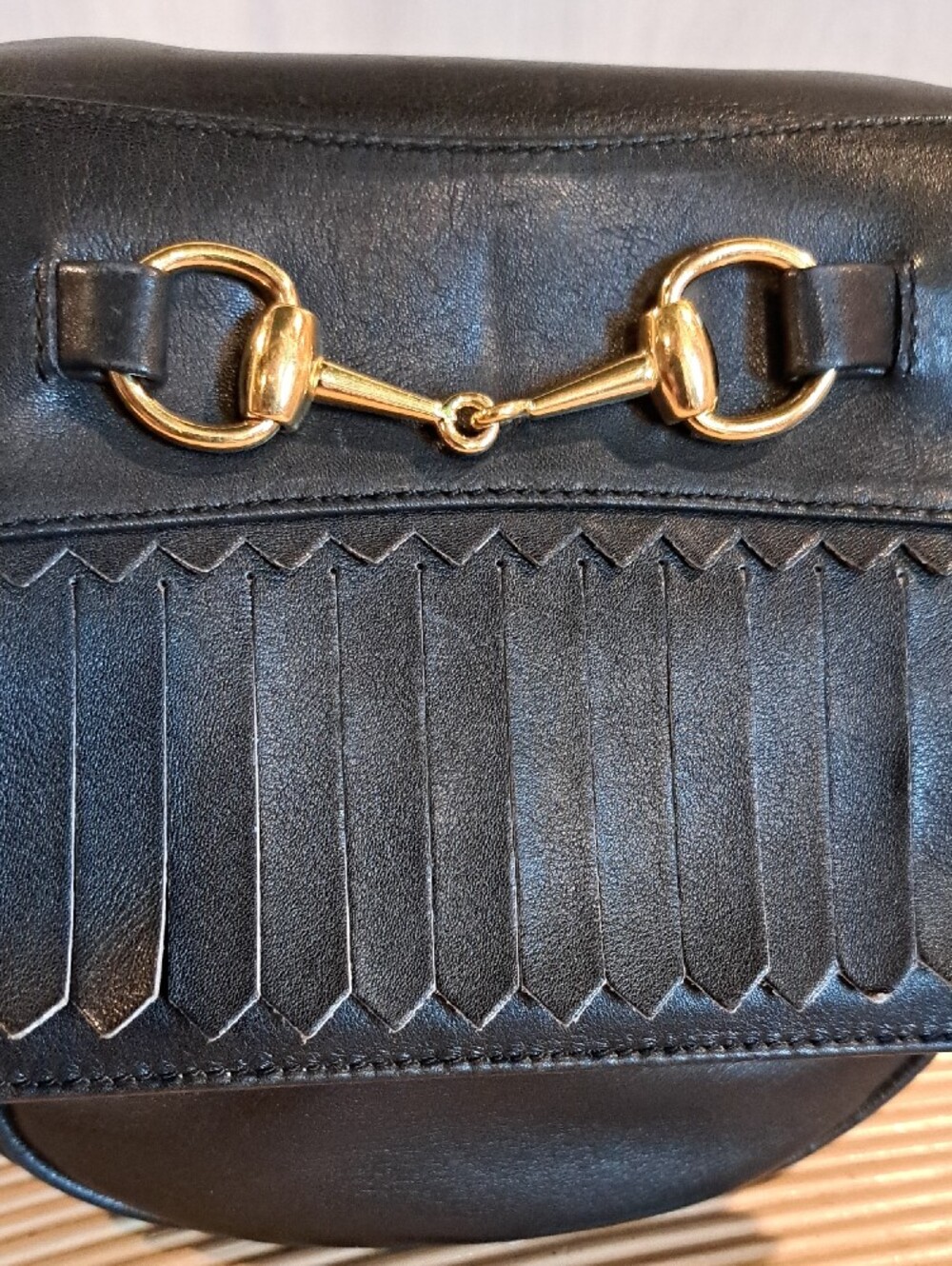 Gucci Vintage Black Calfskin Horsebit Belt Bag with Fringe - Picture 6 of 11